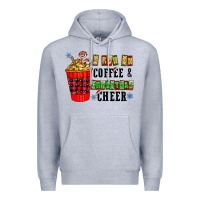 Heather Grey I Run On Coffee & Christmas Cheer Premium Hoodie - CowhideDigitalArt