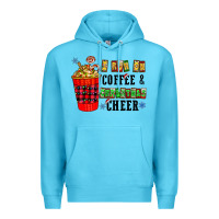 Ocean Blue I Run On Coffee & Christmas Cheer Premium Hoodie - CowhideDigitalArt