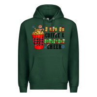 Sports Green I Run On Coffee & Christmas Cheer Premium Hoodie - CowhideDigitalArt