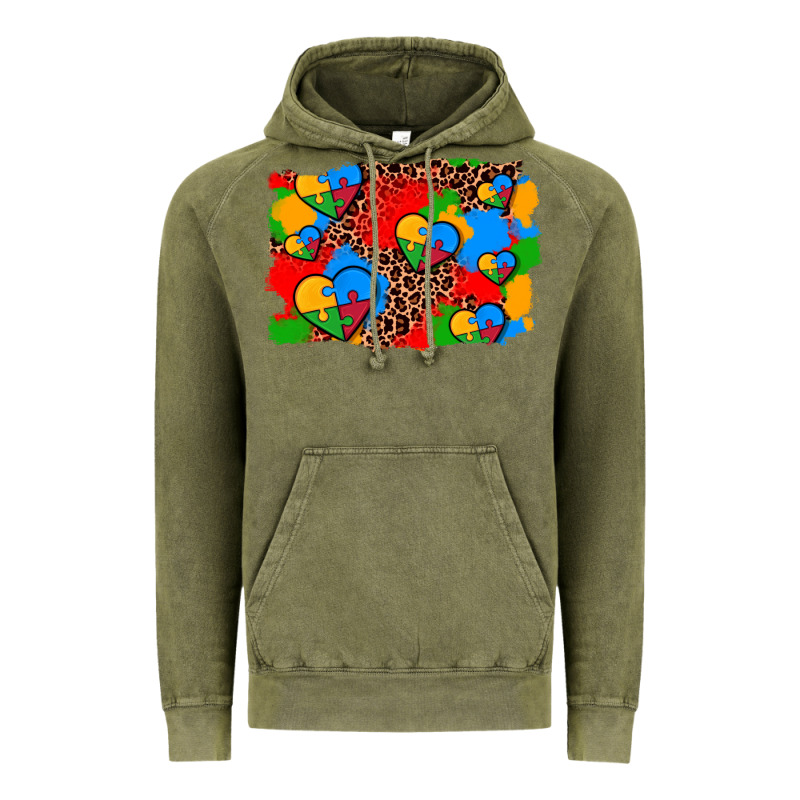 Autism Heart Background Vintage Hoodie by AdoDesignShop | Teevron