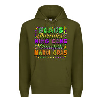 Army Green beads parades king cake crawfish mardi gras Premium Hoodie - FaDigitalArtStudio