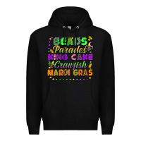 Black beads parades king cake crawfish mardi gras Premium Hoodie - FaDigitalArtStudio