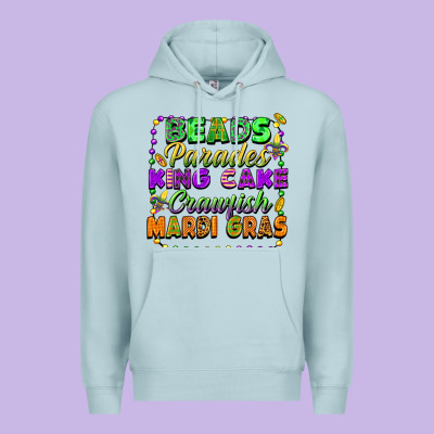Beads Parades King Cake Crawfish Mardi Gras Premium Hoodie Designed By Fadigitalartstudio