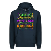 Navy beads parades king cake crawfish mardi gras Premium Hoodie - FaDigitalArtStudio