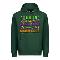 Sports Green beads parades king cake crawfish mardi gras Premium Hoodie - FaDigitalArtStudio