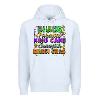 White beads parades king cake crawfish mardi gras Premium Hoodie - FaDigitalArtStudio