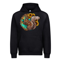 Black western squirrel with sunflowers Urban Hoodie - CowhideDigitalArt