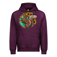 Mauve Wine western squirrel with sunflowers Urban Hoodie - CowhideDigitalArt