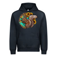Navy western squirrel with sunflowers Urban Hoodie - CowhideDigitalArt