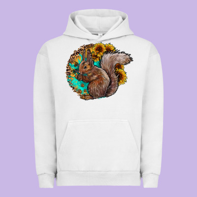 Western Squirrel With Sunflowers Urban Hoodie Designed By Cowhidedigitalart