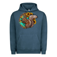 Pigment Midnight Navy western squirrel with sunflowers Urban Hoodie - CowhideDigitalArt