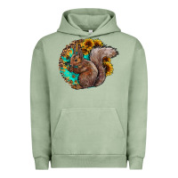 Pigment Oil Green western squirrel with sunflowers Urban Hoodie - CowhideDigitalArt