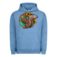 Pigment Pebble Blue western squirrel with sunflowers Urban Hoodie - CowhideDigitalArt