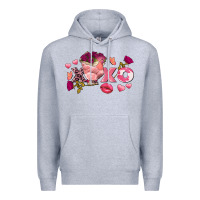 Heather Grey chicken valentine's day xoxo Premium Hoodie - FaDigitalArtStudio