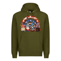 Army Green 4th of July rainbow with gnomes Premium Hoodie - CowGirlArtShop