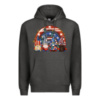 Charcoal Heather 4th of July rainbow with gnomes Premium Hoodie - CowGirlArtShop