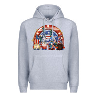 Heather Grey 4th of July rainbow with gnomes Premium Hoodie - CowGirlArtShop