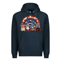 Navy 4th of July rainbow with gnomes Premium Hoodie - CowGirlArtShop