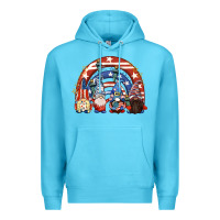 Ocean Blue 4th of July rainbow with gnomes Premium Hoodie - CowGirlArtShop