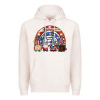Pale Pink 4th of July rainbow with gnomes Premium Hoodie - CowGirlArtShop