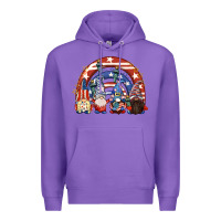 Purple 4th of July rainbow with gnomes Premium Hoodie - CowGirlArtShop