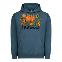 Pigment Midnight Navy fall vibes and that nurse life Urban Hoodie - CowhideDigitalArt