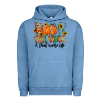 Pigment Pebble Blue fall vibes and that nurse life Urban Hoodie - CowhideDigitalArt
