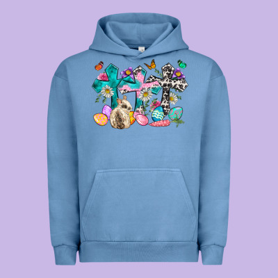 Western Rabbit With Cross And Flowers Urban Hoodie Designed By Neo Western