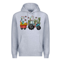 Heather Grey 4th of july tractor Premium Hoodie - CowGirlArtShop