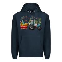 Navy 4th of july tractor Premium Hoodie - CowGirlArtShop