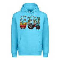 Ocean Blue 4th of july tractor Premium Hoodie - CowGirlArtShop