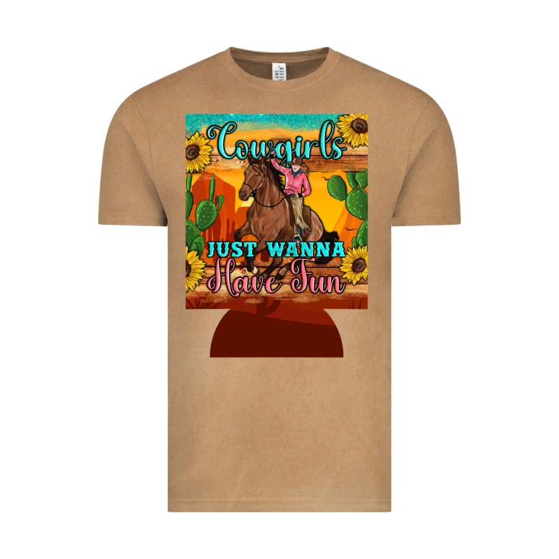 Cowgirls Just Wanna Have Fun 12 Oz Can Cooler (regular) Vintage Tee by Artiststas | Teevron
