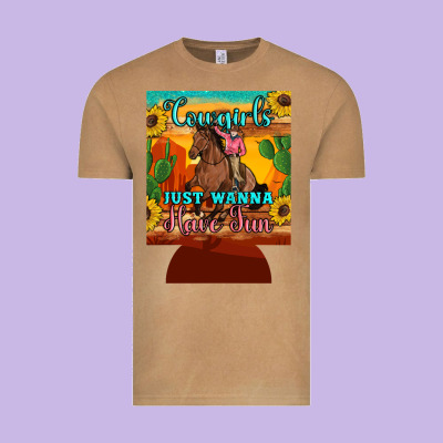 Cowgirls Just Wanna Have Fun 12 Oz Can Cooler (regular) Vintage Tee Designed By Artiststas