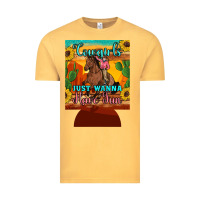 Vintage Mustard cowgirls just wanna have fun 12 oz can cooler (regular) Vintage Tee - Artiststas