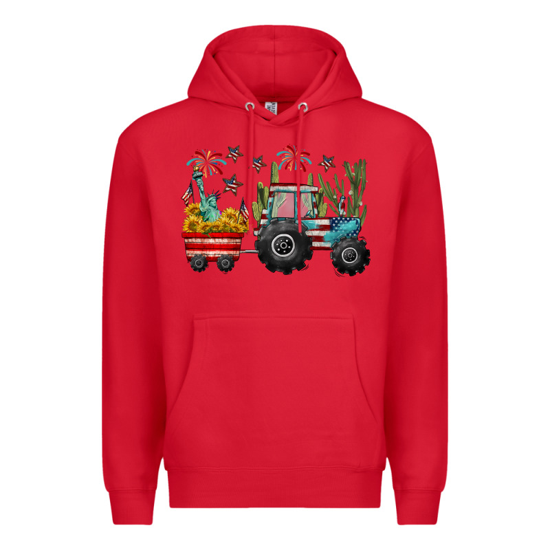 4th Of July Tractor Premium Hoodie by CowGirlArtShop | Teevron