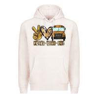 Pale Pink peace love bus Premium Hoodie - CowhideDigitalArt