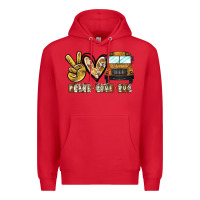 Red peace love bus Premium Hoodie - CowhideDigitalArt