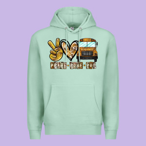 Peace Love Bus Premium Hoodie Designed By Cowhidedigitalart