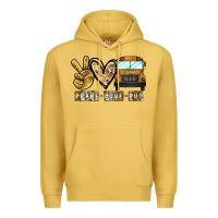 Antique Gold peace love bus Premium Hoodie - CowhideDigitalArt