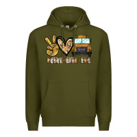Army Green peace love bus Premium Hoodie - CowhideDigitalArt