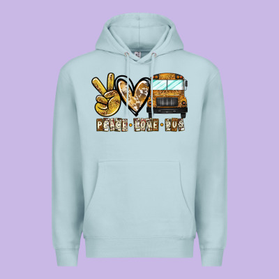 Peace Love Bus Premium Hoodie Designed By Cowhidedigitalart