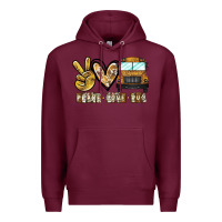 Burgundy peace love bus Premium Hoodie - CowhideDigitalArt