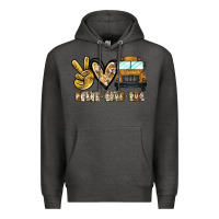 Charcoal Heather peace love bus Premium Hoodie - CowhideDigitalArt