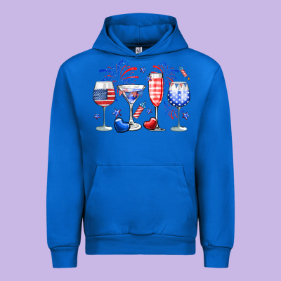 4th Of July Wine Glasses Urban Hoodie Designed By Neo Western