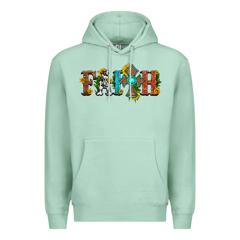Faith With Cross And Sunflower Premium Hoodie by HRA Design Shop | Teevron