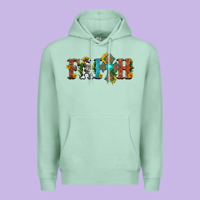 Faith With Cross And Sunflower Premium Hoodie Designed By Hra Design Shop