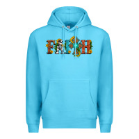Ocean Blue faith with cross and sunflower Premium Hoodie - HRA Design Shop