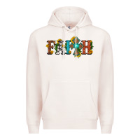 Pale Pink faith with cross and sunflower Premium Hoodie - HRA Design Shop