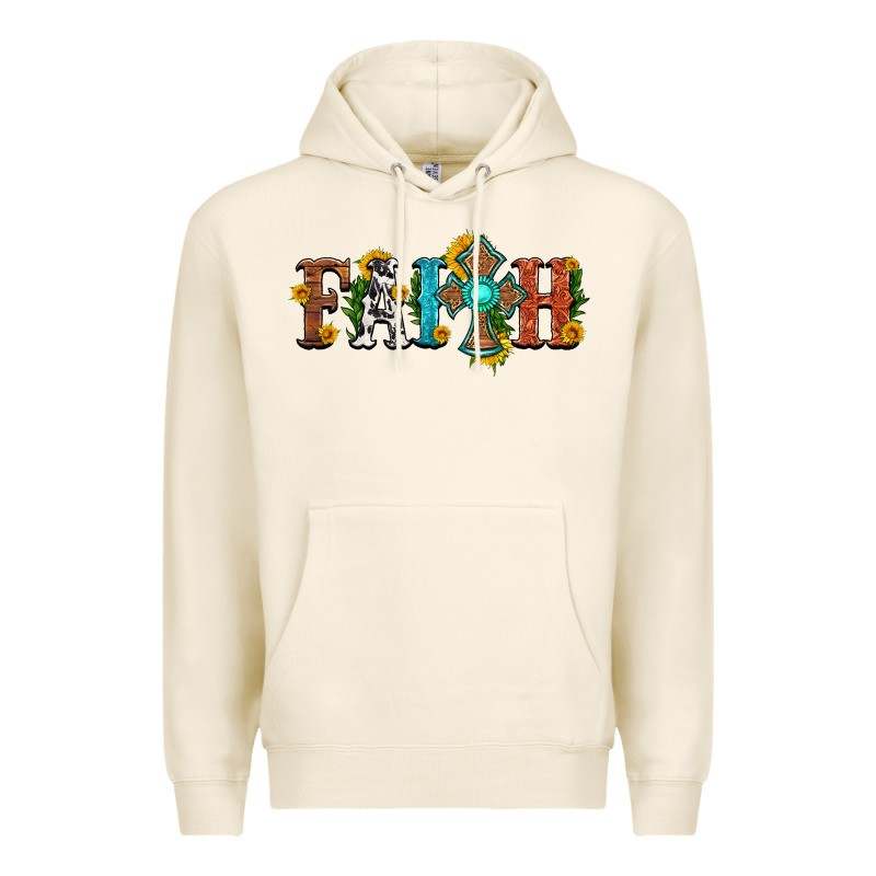 Faith With Cross And Sunflower Premium Hoodie by HRA Design Shop | Teevron