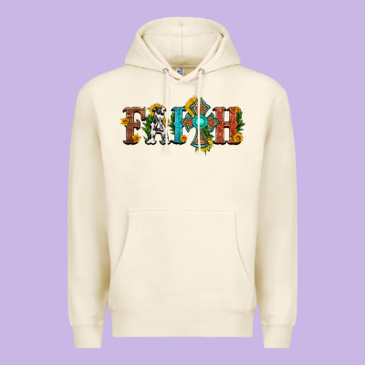 Faith With Cross And Sunflower Premium Hoodie Designed By Hra Design Shop
